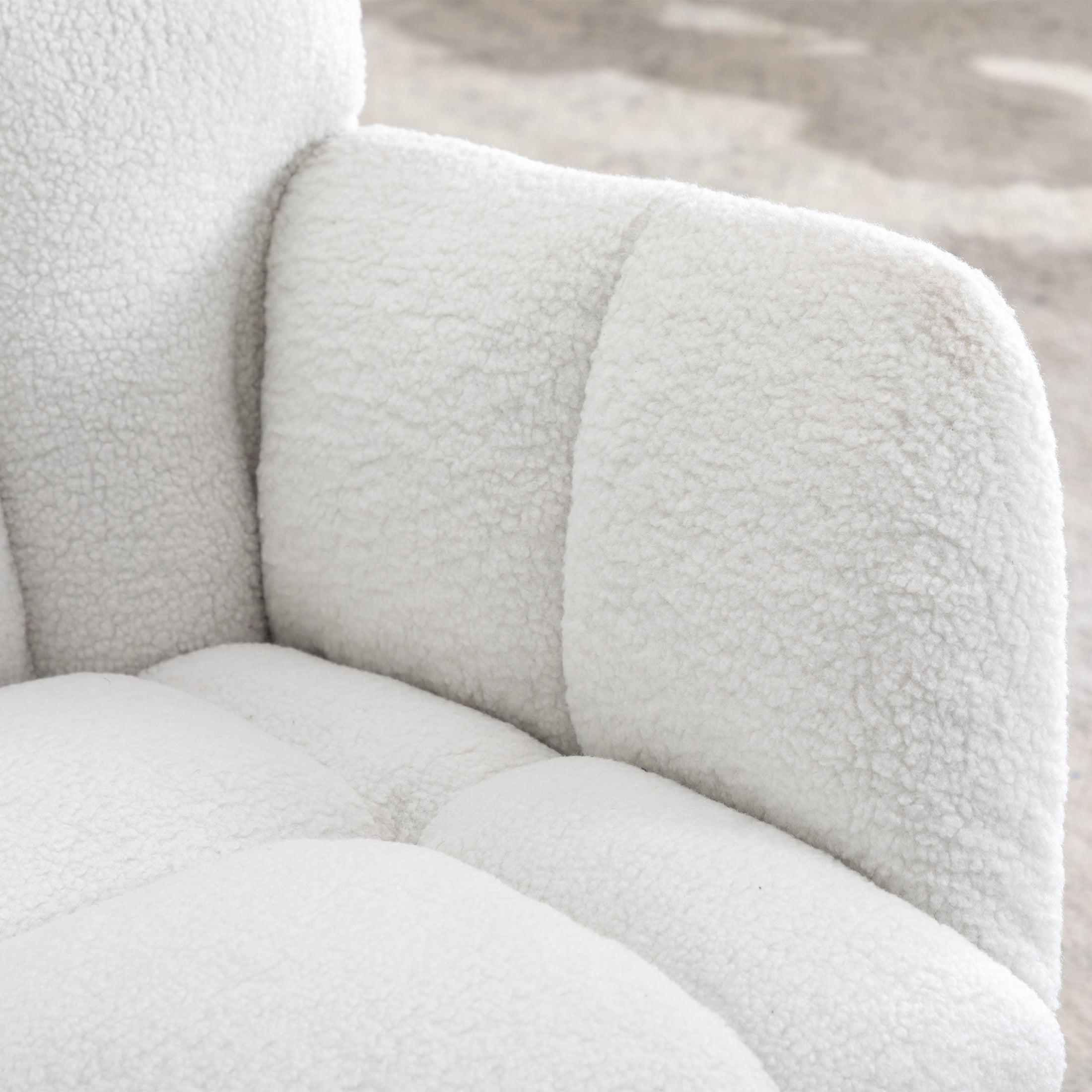 PORKISS Modern Rocking Chair, Upholstered Teddy Fabric Accent Chairs with High Backrest, Glider Rocker Comfortable Armchair with Padded Seat for Living Room Bedroom Playroom, Ivory