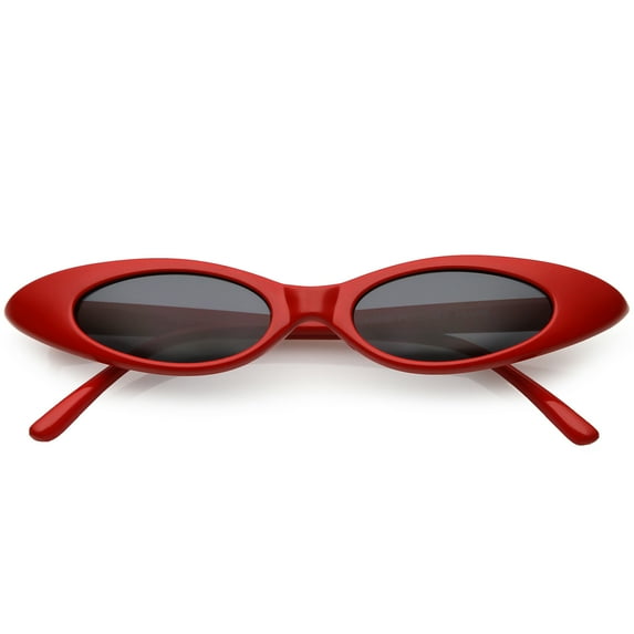 Ultra Thin Extreme Oval Sunglasses Neutral Colored Oval Lens 47mm (Red / Smoke)