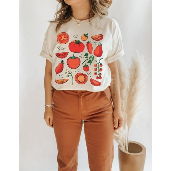 Tomato Shirt Fruit Shirt Botanical Shirt Cottagecore Clothing Vegan Shirt Garden T Shirt Vegetable T Shirt Fruit Tee Aesthetic Clothes