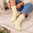 thumbnail image 5 of MKOSPLRT Ladies Cozy Mid‑Calf Floor Sleeping Socks Thick Plush Flannel Fleece Winter Thermal House Socks Yellow Soft Warm Casual Home Socks Cold Season Daily Wear, 5 of 8