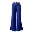 thumbnail image 2 of CHGBMOK Women Plus Size Wide Leg Pants Crisscross Hollow Waistband High Waist Straight Leg Trouser with Pockets Flare Bell Leg, 2 of 5