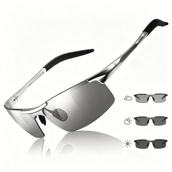 HBMYN Mens Photochromic Sunglasses Day & Night Driving Z87 Sun Glasses Polarized Uv400 Protection Safety Glasses Photochromic Safety Glasses