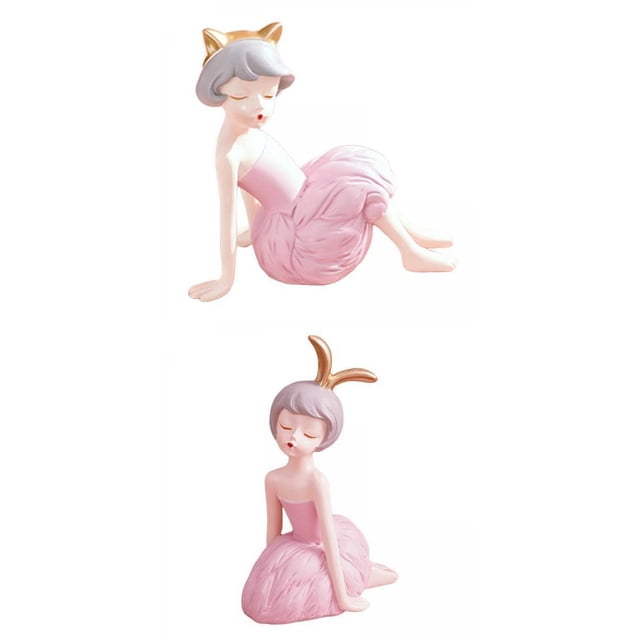Resin Girl Figurines,Novelty Resin Figurines Tabletop Decorative Gift,Girl Sculpture Home Decoration Bedroom Craft,Tabletop Ornaments Collectible Girls Statue Decor,Office Entryway Living Room Baoblaze none