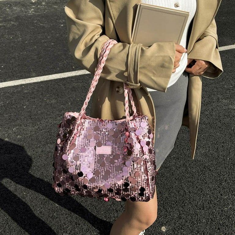 Women's Glitter Sequins Shoulder Tote Big Capacity Shimmer