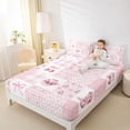 thumbnail image 4 of Homewish Pink Kawaii Bowknot Full Size Sheets for Kids, Cartoon Cowgirl Hat Bed Sheets, Cute Princess Style Sheet Sets, Ultra Soft Bedroom Decor, 4 Pieces, 4 of 7
