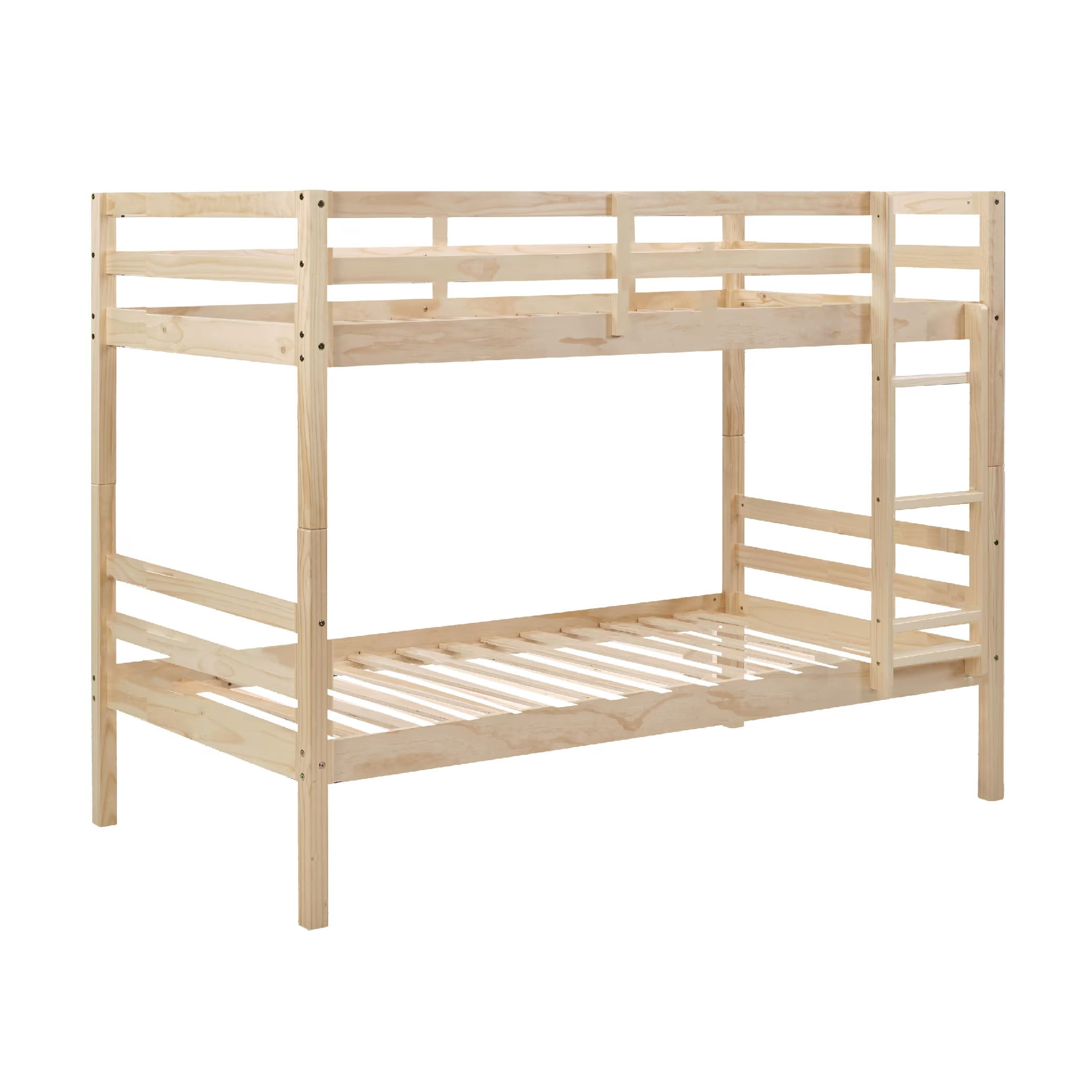 Aukfa Twin over Twin Bunk Bed, Wooden Bunk Bed with High Guardrail for Kids/Teens and Dorm Room/Guest Room, Oak