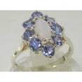 thumbnail image 5 of LBG British Made 14k White Gold Natural Opal & Tanzanite Womens Statement Ring - 33 size options - Size 10, 5 of 6