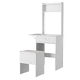 thumbnail image 1 of Modern White Vanity Dressing Table Set – Touch Control 3-Color LED Mirror, Turn over-Top Panel, Storage Drawers, Stool, Power Outlets, Open Shelves – Bedroom Furniture – Color: White, 1 of 8