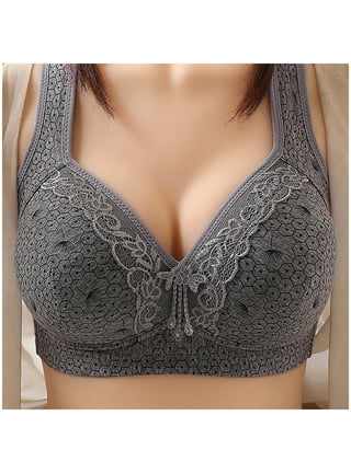Eashery Wirefree Bras for Women ,Plus Size Cotton Open Front Closure  Wirefreee Extra-Elastic Bra Full-Cover Push up Bra C 46