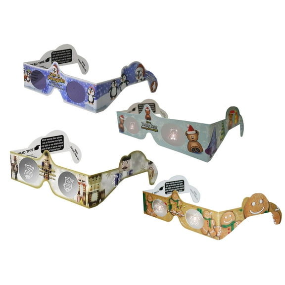 Christmas 3D Glasses - Holiday Eyes (R) - New for 2024 - 4 Pairs Exclusively Featuring The Christmas Nutcracker, Penguin, Gingerbread Man, and Teddy Bear.