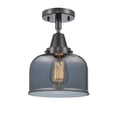 thumbnail image 2 of Innovations Lighting  Caden Bell - 1 Light 8" Flush Mount Matte Black/Plated Smoke, 2 of 5