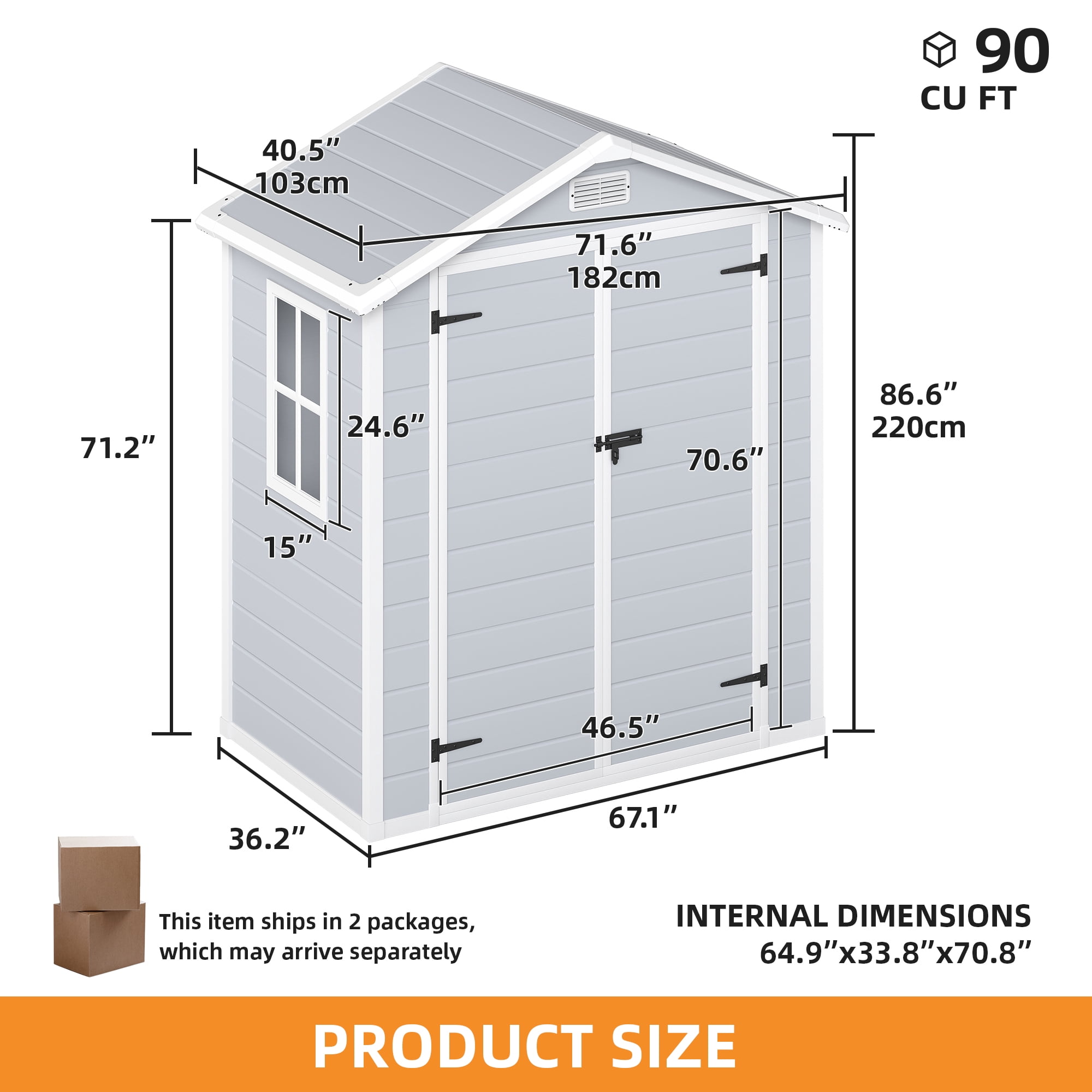 Uforic 6x4 FT Resin Storage Shed, Reinforced Floor, Lockable Door, Window & Vents, Waterproof for Garden Backyard Patio Lawn