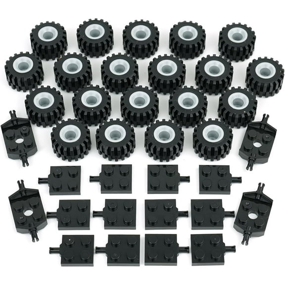 Tires Wheels and Axles Sets - 56 Pieces Brick Accessories Basic Classic Building Block Toys,Car Truck Wheels Parts