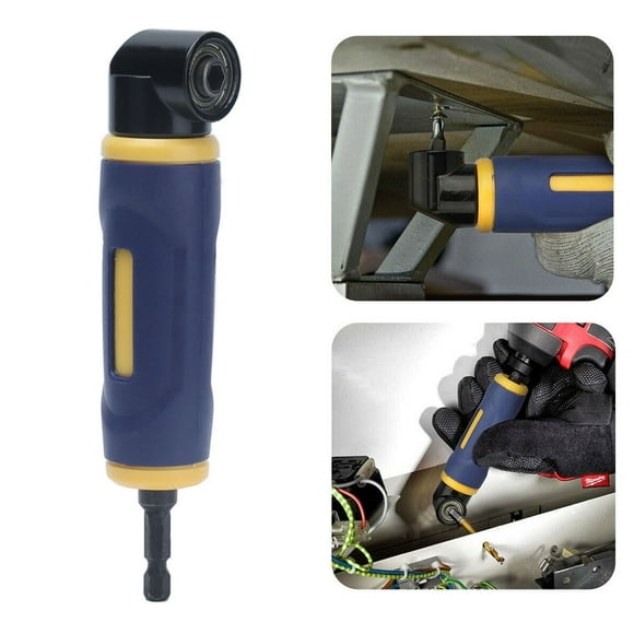 Right Angle Drill Adaptor, 90 Degree Extension Driver Compact Powerful Magnet Cordless 1/4in Hex Handle Yellow Blue for Woodworking Tool