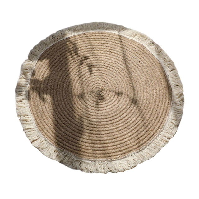 ziyahi Soft Jute Area Rug Braided Footcloth Braided Design Woven Tassel Design for Study Throw Rug Floor Mat 80cm