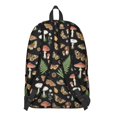 thumbnail image 3 of Mushroom and Fern Black Pattern Backpack for School, Cute School Bag with Adjustable Shoulder Straps and Padded Back, 15.7"x11.8"x5.5", 3 of 5