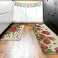 thumbnail image 6 of Spring Summer Floral Flower Kitchen Rugs Set of 2, Red Geranium Bee Gather Kitchen Mats Decor, Seasonal Floor Door Mat Home Decorations -17x29 and 17x47 Inch, 6 of 6