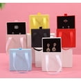 thumbnail image 2 of Kraft Paper Drawer Jewelry Packaging Box New Gift Box With Ribbon Handles Earrings Rings Pendants Jewelry Box Portable Pull Box Red-10x10x3.5cm, 2 of 6