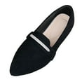 thumbnail image 3 of Rokment Dress Shoes for Women Ladies 2026 Black White Trendy Casual Suede Pointed Toe Business Formal Walking Ballet Flat Slip on Dressy Loafers Black Size 6.5, 3 of 4