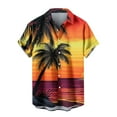 thumbnail image 4 of Gaecuw Summer T Shirts for Women Elastic Short Sleeves Tees Button down T Shirts Hawaiian Floral Print Shirts Tops Lapel Neck Blouses Tropical Vacation Outfits Resort Wear Orange M, 4 of 4
