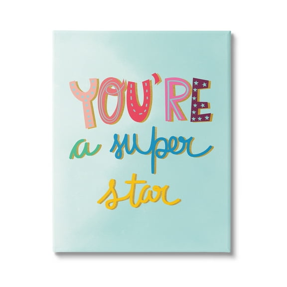 Stupell Industries Uplifting Super Star Phrase Inspirational Painting Gallery Wrapped Canvas Print Wall Art, 16 x 20