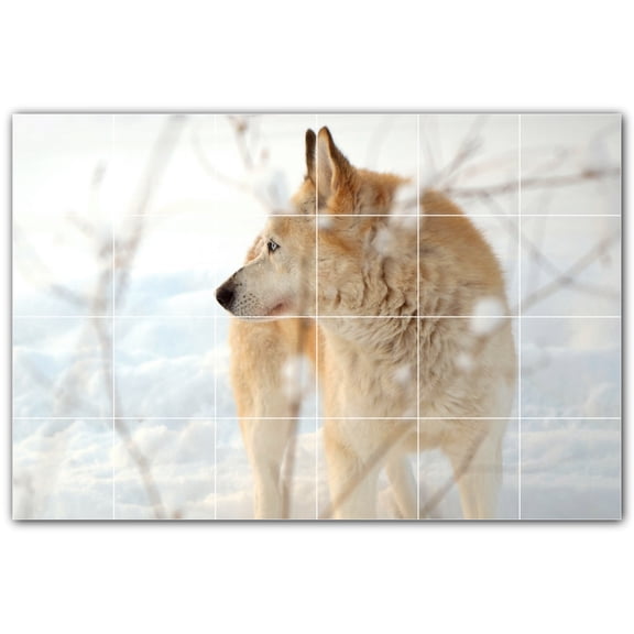 Picture-Tiles.com: Wolf Ceramic Tile Wall Mural WAL501244-64S. 25.5"W x 17"H using (24) 4.25" x 4.25" Ceramic Tiles-Satin Finish