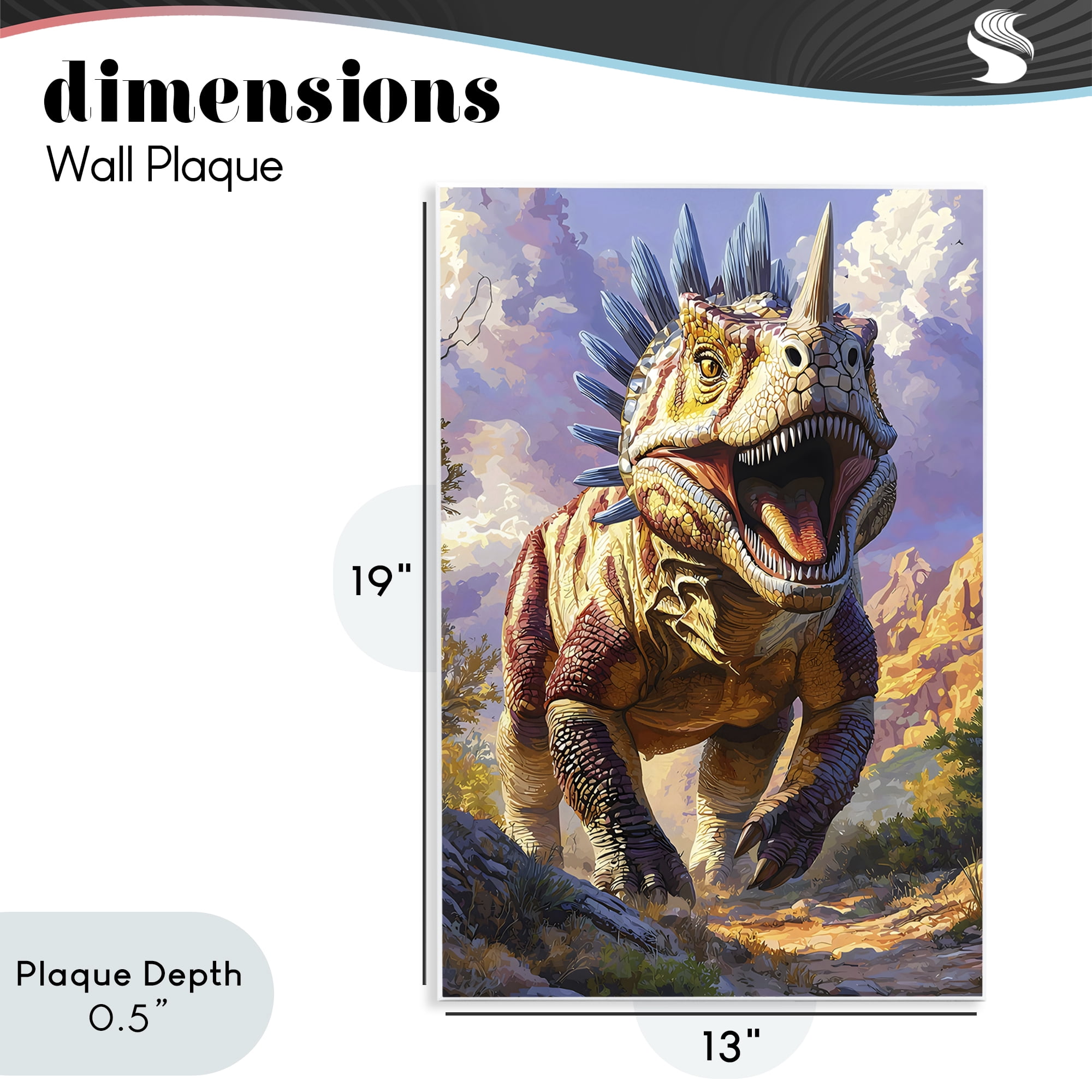 Stupell Industries Fierce Horned Dinosaur Wall Plaque Art, design by Creative Studio