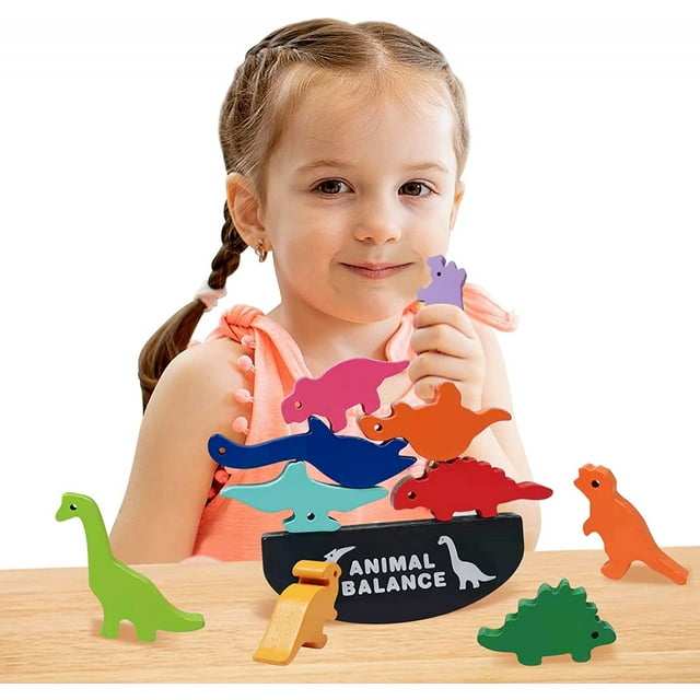 Juguetes apilables con dinosaurios HUOGUO para niños de 3 a 5 años