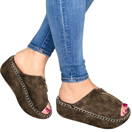 

Cathalem Womens Spa Slippers Memory Foam Wedges Shoes Women Sandals Comfort With Elastic Ankle Strap Casual Bohemian Beach Shoes Shoes Khaki 8.5
