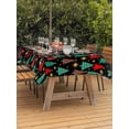 thumbnail image 2 of Outdoor Tablecloth with Umbrella Hole and Zipper, Christmas Trees Rectangle Table Cloth 60x120 Inch Waterproof Tablecloth, Black Xmas Tree Star Winter Holiday Picnic Table Cover for Patio Camping, 2 of 7