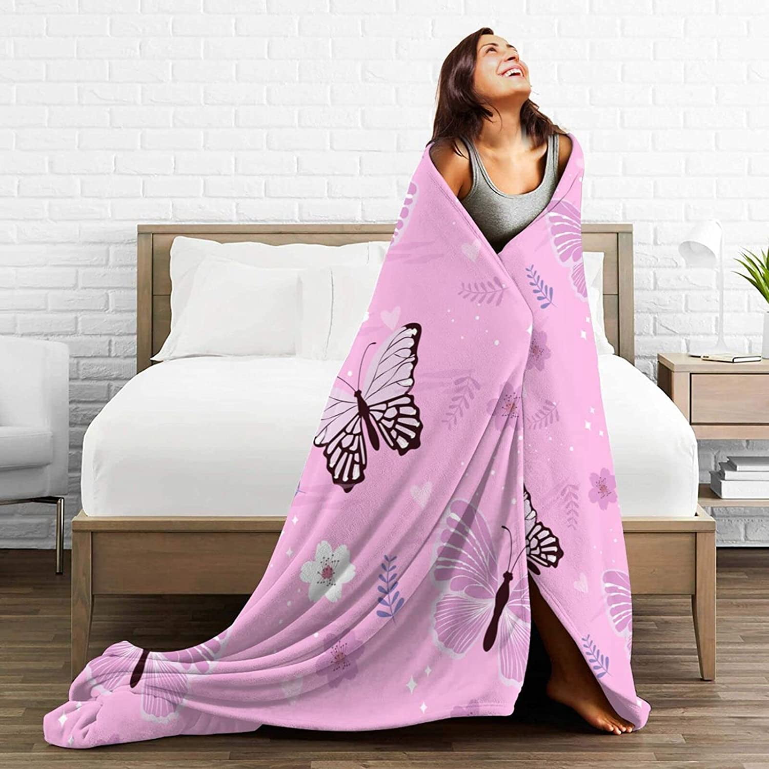 Pink butterfly blanket sale