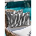 thumbnail image 3 of Outdoor Pillows Waterproof, Black Botanical Throw Pillows with Inserts Included, Modern Farmhouse Striped Indoor Outdoor Decorative Lumbar Pillow for Bed/Couch/Patio 12"x20", 2Pcs, 3 of 8