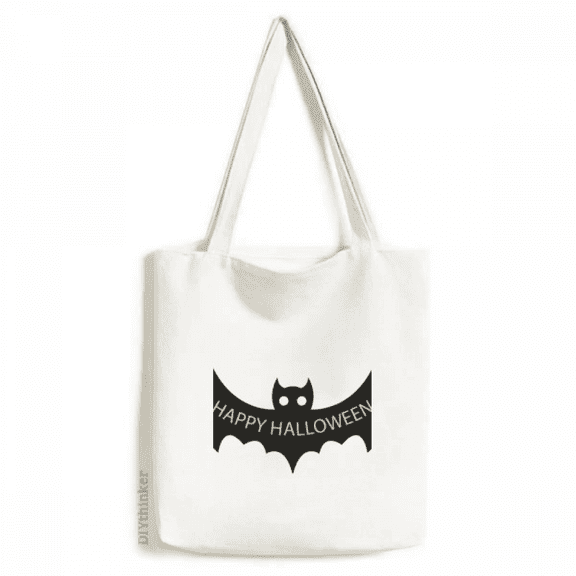 Hallowmas Black Bats Happy Halloween Tote Canvas Bag Shopping Satchel Casual Handbag