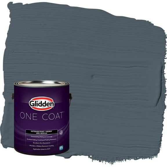 Glidden One Coat Goblin / Gray Semi-Gloss Exterior Paint with Primer, 1 Gallon