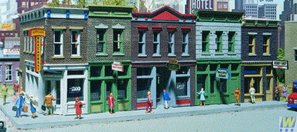 Walthers Cornerstone Merchants Row I Model Building Kit, 5 Stores, 11 x 5 x 4"