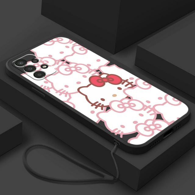 Hello Kitty Art Phone Case For Samsung Note 8 9 10 20 Plus Lite Ultra A32 A52 A52S A72 A02 A22 Lite Liquid Rope Funda Cover Capa Gift Festivals