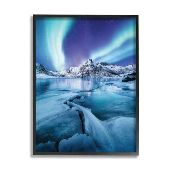 Stupell Industries Aurora Glaciers Photography Landscape Photography Black Framed Art Print Wall Art, 11 x 14