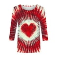 thumbnail image 4 of Goodeals Valentine's Day T Shirts Womens Tie Dye Cute Heart Love Graphic Tees 3/4 Sleeve Tunic Tops Loose Crewneck Valentine's Day Heart Tshirts(Red,S), 4 of 5