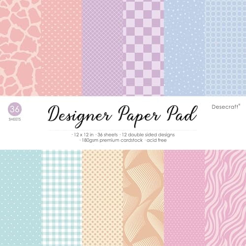 12x12 in Pastel Easter Scrapbooking Cardstock Decorative Paper - 36 Sheets - for Card Making Journaling Planner Origami Background Scrapbook Paper Scrapbook Materials Supplies$$Art & Craft
