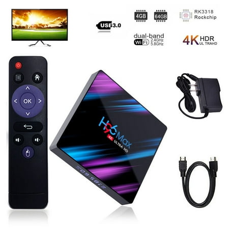 FIEWESEY H96 Max TV Smart BOX,Android 9.0 TV Displays Box with USB Port 3.0/USB 2.0, Ethernet, AV,SD Card port,Support Wifi /4K TV HD Box For Home Media Streamer Player-2GB+16GB