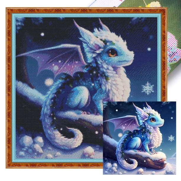 Hilo Algodón Bordado Punto Cruz Pterodáctilo Invierno Con 18CT 30x30cm