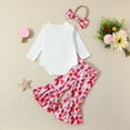 thumbnail image 4 of JAJAHO Newborn Infant Romper Baby Girl Clothes Long Sleeve Bodysuit Love Letter Print Flare Pants With Headband 3PCS Set Toddler Stylish Outfit, 4 of 7