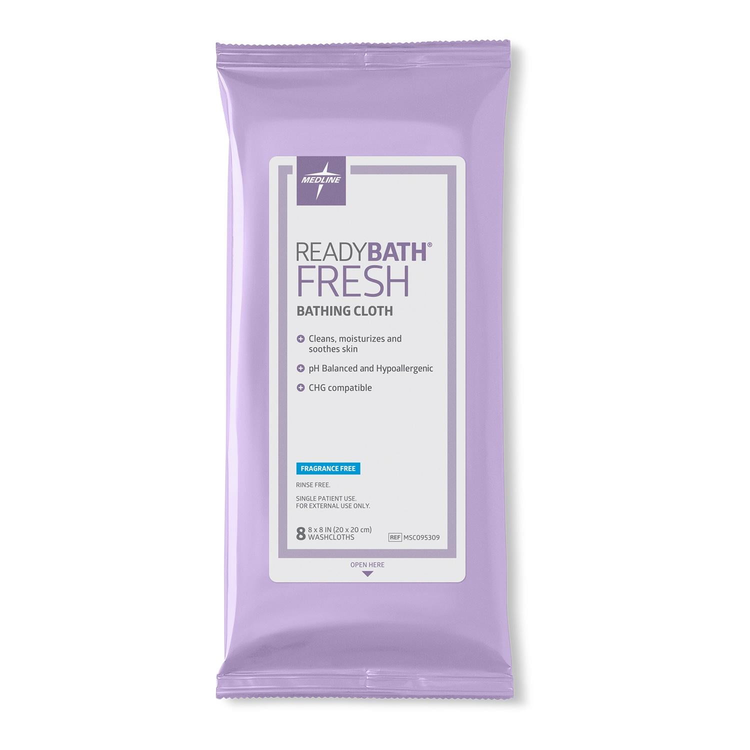 Medline ReadyBath Fresh Unscented Shower Wipes, 240 Count, No-Rinse Bath Wipes