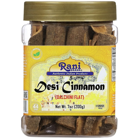 Rani Desi (Dalchini) Flat Cinnamon 7oz (200g) PET Jar ~ All Natural | Vegan | Gluten Friendly | NON-GMO | Kosher | Indian Origin