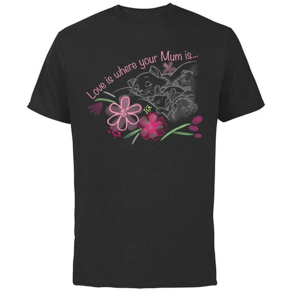 Disney The Aristocats Love is Where Your Mum Is Mother’s Day - Short Sleeve Cotton T-Shirt for Adults - Customized-White