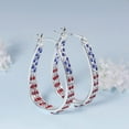 thumbnail image 2 of Crystal Hoop Earrings For Women American Flag Colors Inside Out Silver Plated Earring Jewelry Gift, 2 of 5