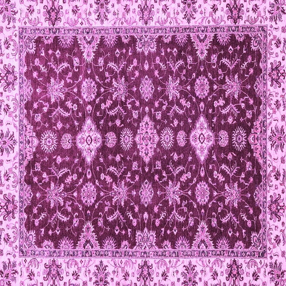 Ahgly Company Indoor Square Oriental Purple Traditional Area Rugs, 8' Square