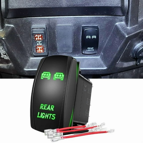 LED Light Bar Rocker Switch 5Pin Laser On/Off LED Light 20A/12V 10A/24V Switch Jumper Wires Set Compatible with Jeep Boat Trucks, Green