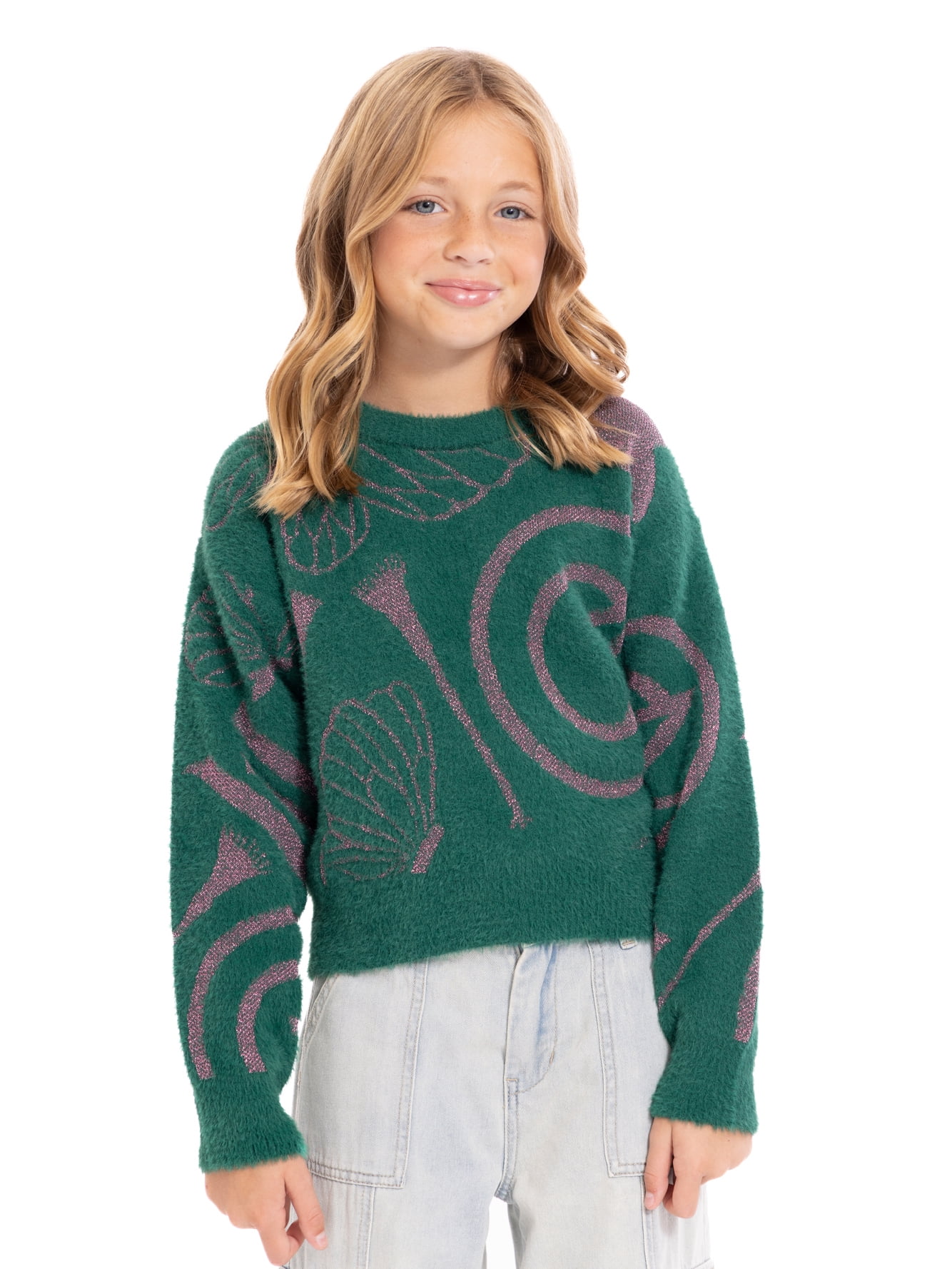 Wicked: For Good Girls Graphic Eyelash Knit Glitter Sweater, Sizes 4-16