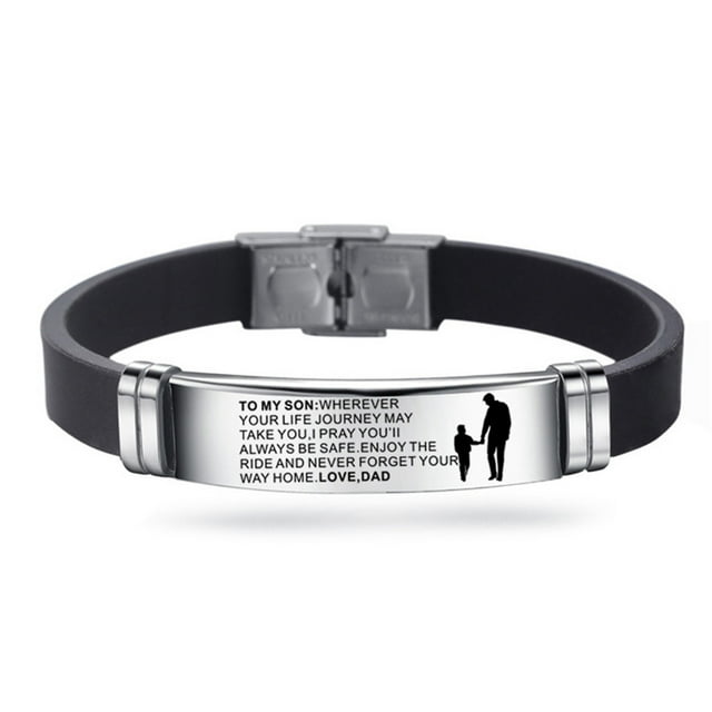 Xihbxyly Pulsera Inspiradora de Acero Inoxidable "Para Mi Hijo", con Frase Grabada de Valentía, Acabado Pulido y Diseño Ajustable, Regalo de Cumpleaños y Graduación, para Animar a Mi Hijo.